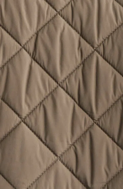 Sam Edelman Quilted Twill Jacket With Faux Shearling Collar In Brown