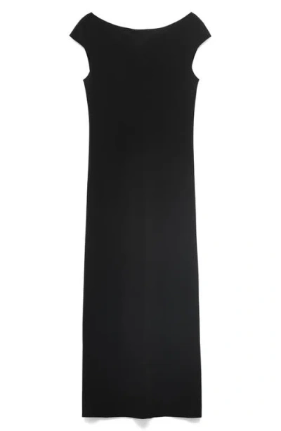 Mango Scoop Back Midi Dress In Black