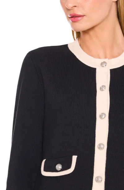 Cece Colorblock Cardigan In Black