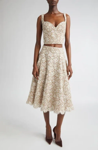 Michael Kors Collection Lace Bustier Top In Neutral