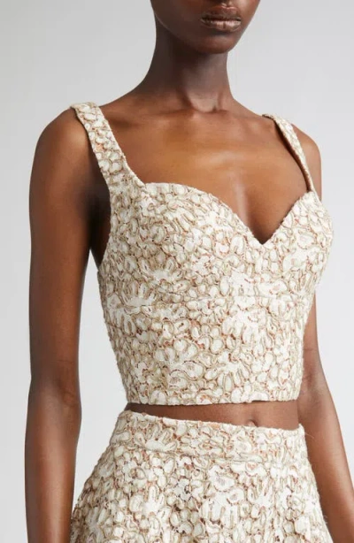 Michael Kors Collection Lace Bustier Top In Neutral