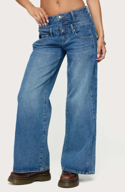 Edikted Abel Layered Waist Low Rise Wide Leg Jeans