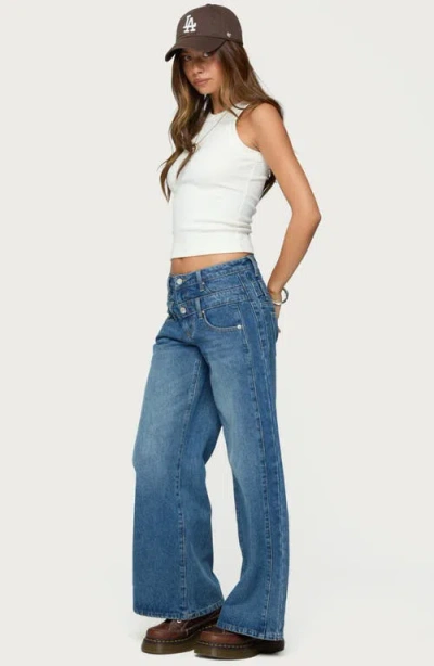 Edikted Abel Layered Waist Low Rise Wide Leg Jeans