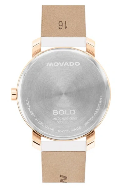 Movado Bold Access Leather Strap Watch, 34mm