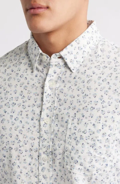 Rails Carson Short Sleeve Stretch Linen Blend Button-up Shirt In Gray