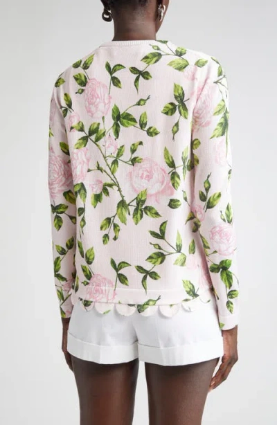 Oscar De La Renta English Rose Print Cardigan