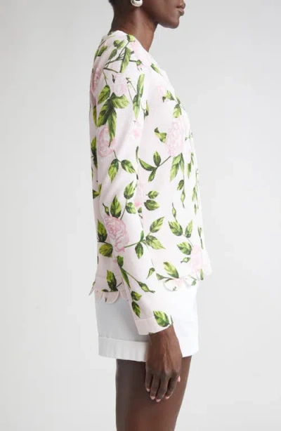 Oscar De La Renta English Rose Print Cardigan