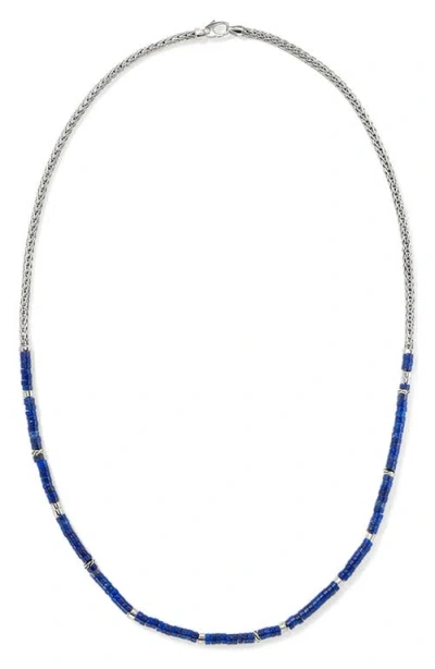 John Hardy Heishi Chain Necklace, Silver, Gemstones