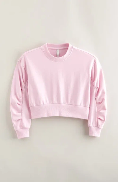 Zella Girl Kids' Pleated Sleeve Sweatshirt In Pink