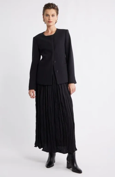 Nordstrom Crinkle A-line Maxi Skirt In Black