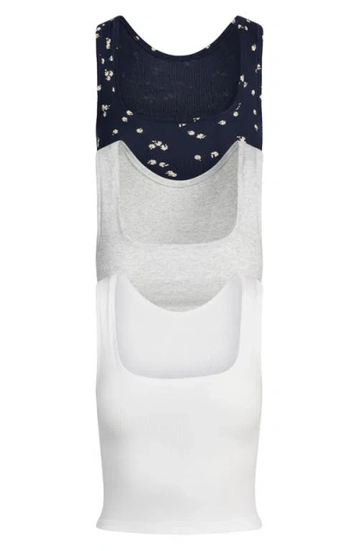 Skims 3-pack Cotton Rib Tank In Blue