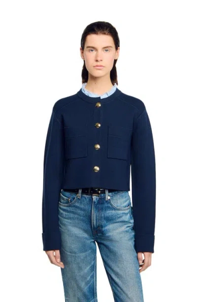 Sandro Cardigan With Ruffle Collar