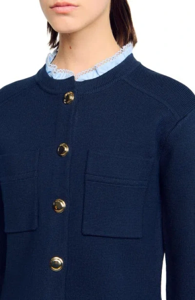 Sandro Cardigan With Ruffle Collar