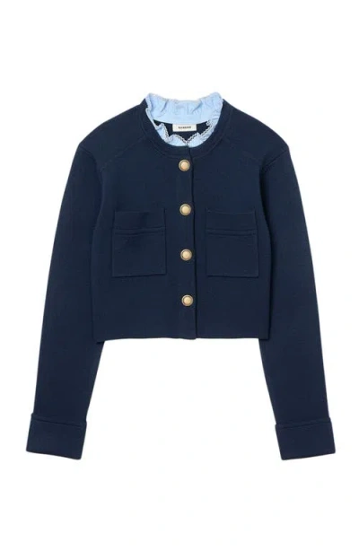 Sandro Cardigan With Ruffle Collar