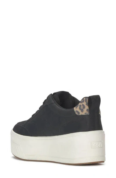 Keds Women's Skyler Ii Leopard Lace Up Leather Sneakers In Black