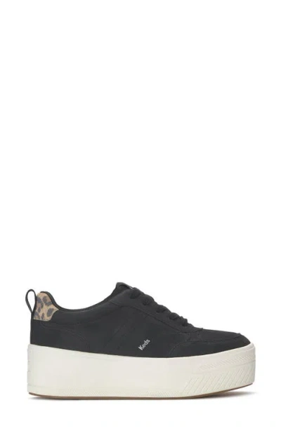 Keds Women's Skyler Ii Leopard Lace Up Leather Sneakers In Black
