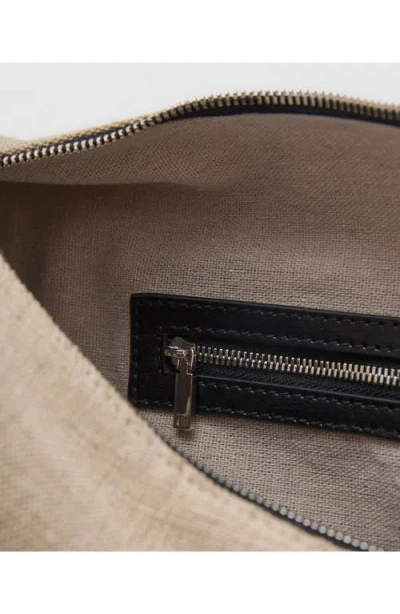 Mango Oval Linen Blend Shoulder Bag