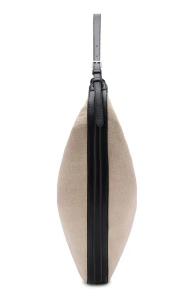 Mango Oval Linen Blend Shoulder Bag
