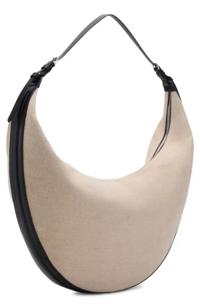Mango Oval Linen Blend Shoulder Bag