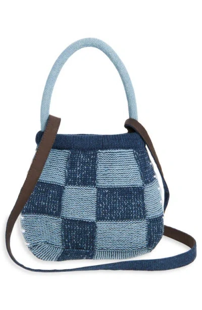 Yanyan Embellished Check Cotton Knit Handbag