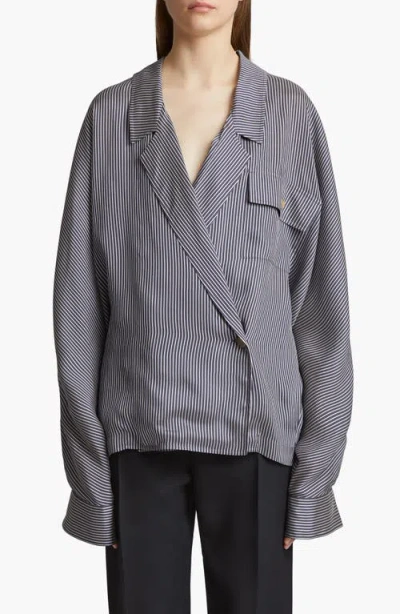 Khaite Garth Stripe Asymmetric Blazer