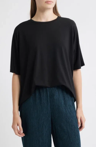 Eileen Fisher Boxy Crewneck T-shirt In Black