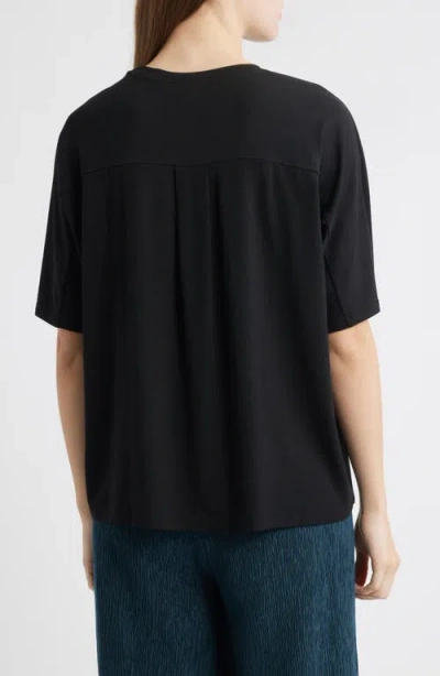 Eileen Fisher Boxy Crewneck T-shirt In Black