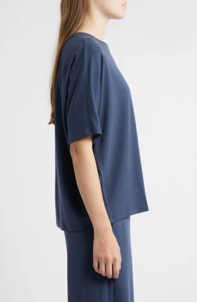 Eileen Fisher Boxy Crewneck T-shirt In Blue
