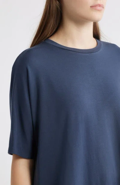 Eileen Fisher Boxy Crewneck T-shirt In Blue