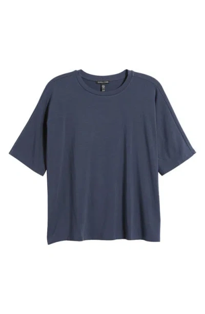 Eileen Fisher Boxy Crewneck T-shirt In Blue