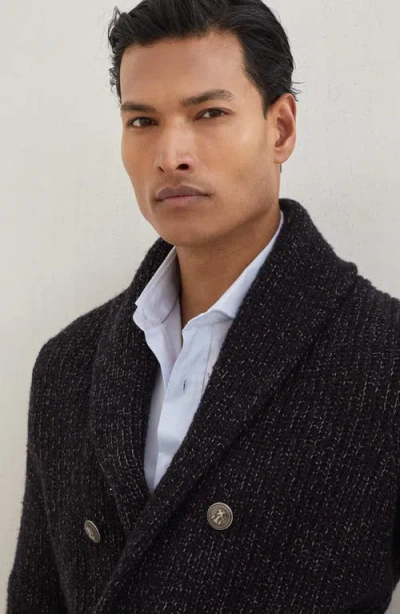 Brunello Cucinelli Double-breasted Cashmere And Silk Blend Cardigan In Black