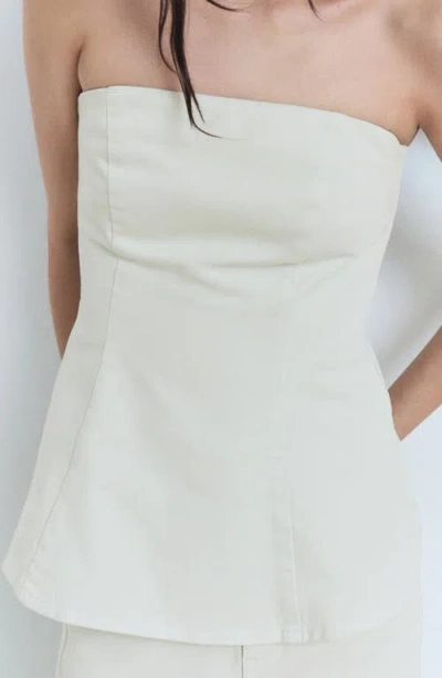 Mango Strapless Flared Top In White