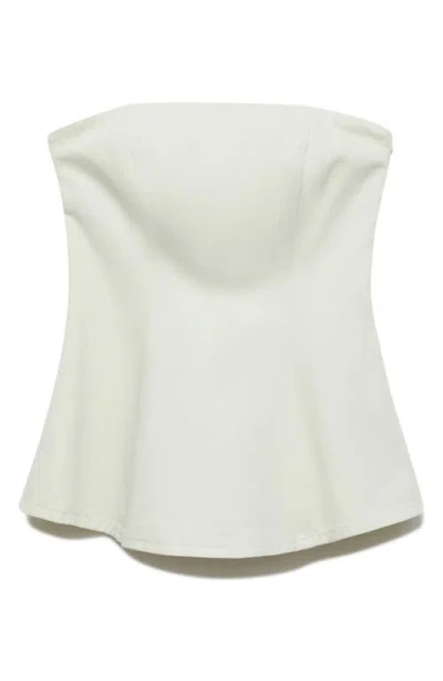 Mango Strapless Flared Top In White