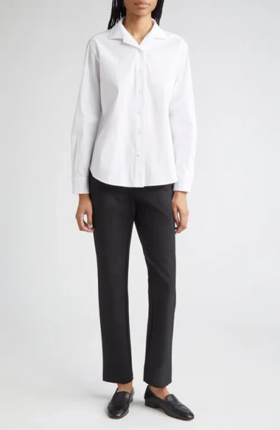 Lafayette 148 New York Notch Collar Blouse In White