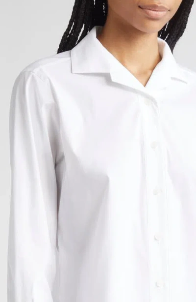 Lafayette 148 New York Notch Collar Blouse In White