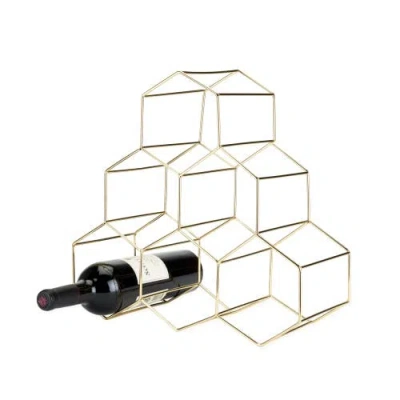 Viski Geo Countertop 6-bottle Wine Rack In Gold