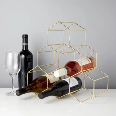 Viski Geo Countertop 6-bottle Wine Rack In Gold