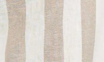 Jones New York Stripe Linen Blend Faux Double Breasted Jacket In Brown