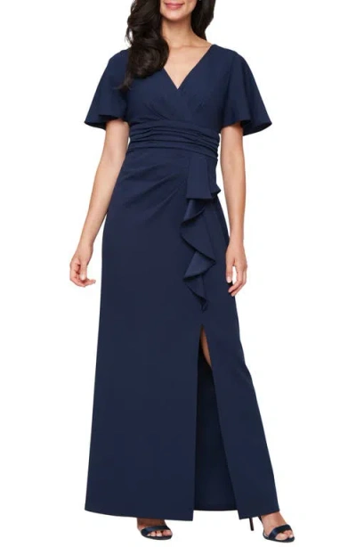 Sl Fashions Scuba Crepe Dress In Blue