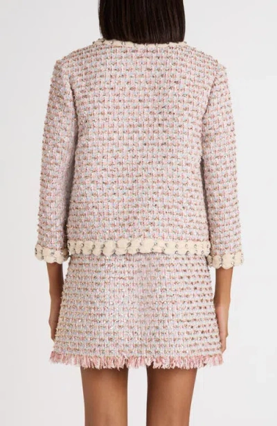 Valentino Garavani Embroidered Ribbon Tweed Jacket In Pink