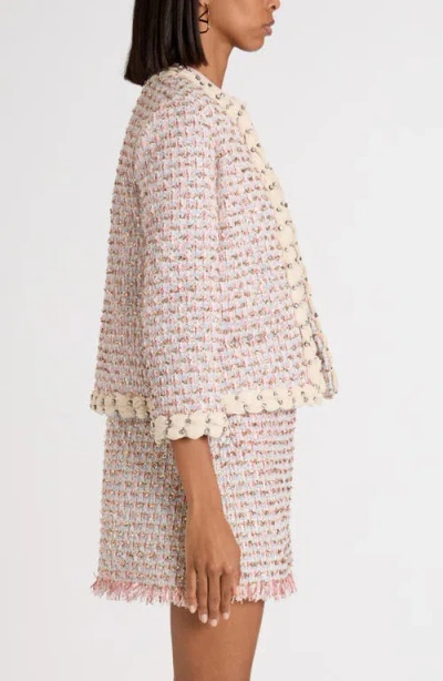 Valentino Garavani Embroidered Ribbon Tweed Jacket In Pink
