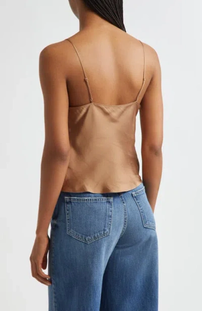 L Agence L'agence Calista Cowl Neck Satin Camisole In Brown