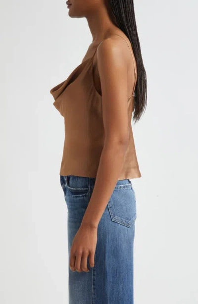 L Agence L'agence Calista Cowl Neck Satin Camisole In Brown