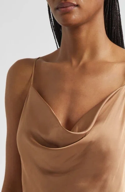 L Agence L'agence Calista Cowl Neck Satin Camisole In Brown