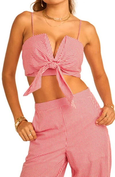 English Factory Check Tied Crop Tank In Pink