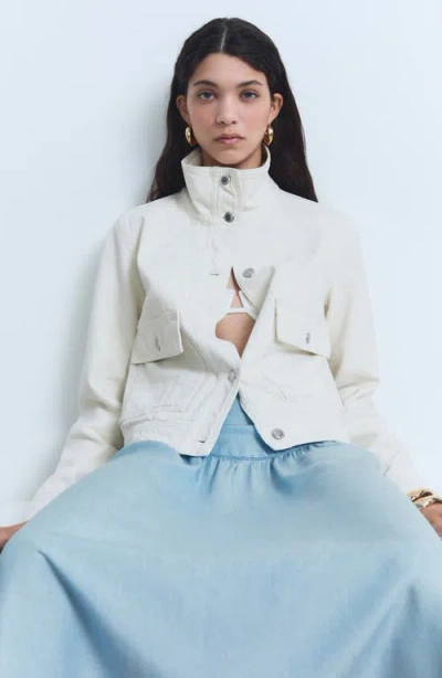 Mango Gathered Denim Midi Skirt