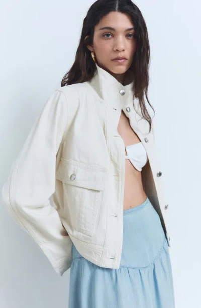 Mango Gathered Denim Midi Skirt