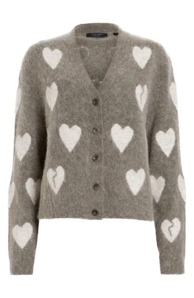 Allsaints Luv Heart-pattern Buttoned-up Cardigan