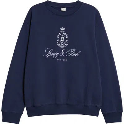 Sporty And Rich Sporty & Rich Vendome Embroidered Cotton Crewneck Sweatshirt