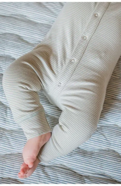 Pehr Stripes Away Raglan Sleeve Organic Cotton Romper In Gray